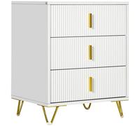 Homcom 3 Drawer Dresser, Chest Of Drawers Storage Cabinet, White White
