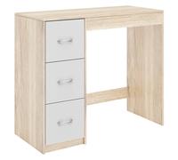 URBNLIVING 3 Drawer Wooden Bedroom Dressing Table (Oak Carcass + White Drawers)