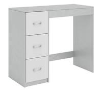 URBNLIVING 3 Drawer Wooden Bedroom Dressing Table (Grey Carcass + White Drawers)