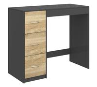 Urbn-Living Urbnliving Height 79.5Cm 3 Drawer Wooden Bedroom Dressing Computer Work Table Desk Black Carcass And Oak Drawers Jewellery