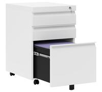 3 Drawer Filing Cabinet Lockable Mobile Steel Under Desk Storage A4 Legal White