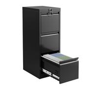 3-Drawer Lockable Metal Filing Cabinet Heavy-Duty Vertical Steel File nizer for Home Office Secure Storage for Letter Legal A4 F4 Documents - Black Professional Office Furniture