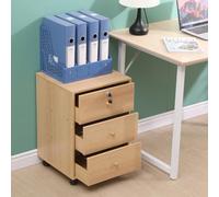 3 Drawer Lockable Mobile File Cabinet with Wheels for Under Desk Storage Oak Color Office Printer Stand and Filing Side Nightstand