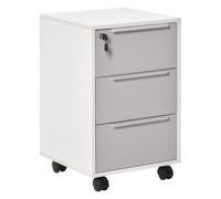 3-Drawer Locking File Cabinet Mobile Chest of Drawers Side Table on Wheels