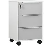 3-Drawer Locking File Cabinet Mobile Chest of Drawers Side Table Wheels