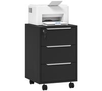 3 Drawer Locking Filing Cabinet Mobile Office Storage Unit with Wheels Black