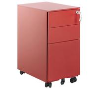 3 Drawer Metal Filing Cabinet Red BOLSENA