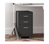 3-Drawer Mobile File Cabinet with Lock - Metal Under Desk Rolling Storage for Home Office, Black Filing Cabinet for nizing Documents & Supplies