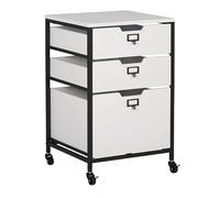 3 Drawer Mobile Sewing Storage Drawers/Craft Organiser Cart | White Drawers and Charcoal Black Frame and Locking Wheels. Multipurpose: Bathroom, Kitchen, Home Office, or Laundry Room