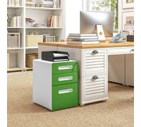 3 Drawer Modern Steel Filing Cabinet w/ 4 Wheels Lock Box Green VINSETTO Green One Size