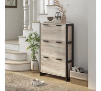 3 Drawer Shoe Cabinet 18 Pairs Shoe Storage Cupboard with 3 Flip Doors HOMCOM Natural One Size