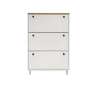 3 Drawer Shoe Cabinet Storage Cupboard Footwear Stand Organizer Rack Wooden Unit White & Black Knob