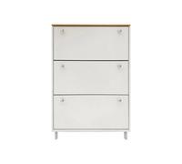 3 Drawer Shoe Cabinet Storage Cupboard Footwear Stand Organizer Rack Wooden Unit White & Silver Knob