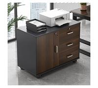 3-Drawer Wooden Mobile File Cabinet with Wheels Printer Stand Home OfficeLateral Storage Unit Rolling Filing Cabinet in Dark Color