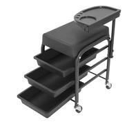 3 Drawers+1 Tray Manicure Foot Stool for Home Office,360° Rotatable Top Tray, 220lbs Capacity, Mobile Beauty Salon Rolling Storage Trolley Multifunctional Manicure Pedicure Stool Pedicure Foot Rest