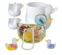 3 Ducks Silicone Mold Two Ducklings & One Big Duck Storage Box Mold, Flower Pot Silicone Mold for Plant & Flower Specimen DIY Desktop Ornament, Aromatherapy Candle Cup Epoxy Resin Mold