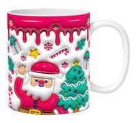 (3) Effect Mugs | 350ml Effect Coffee Mug with Handle | Beverage Container Photobooth Props Santa Claus Drinking Cup for Milk, Juice