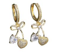 3 Elegant Dangle Earrings Modern Geometric Ear Accessories Copper-Toned Women Bridal & Casual Occasions Unique Cherries Fashionable Elegant Dangle Statement Copper Texture Suitable for Youthful