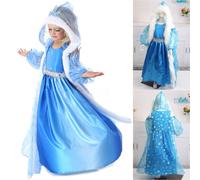(#3 Elsa Dress C Blue, 5-6 Years) Frozen Girls Kids Elsa Fancy Dress Costume Princess Anna Party Dresses Cosplay Outfits