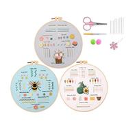 3 Embroidery kit for Beginners, Embroidery Starter Kits, Adult Women’s Hobbies, Embroidery Stitch Practice Kit for Beginners Adults Kids