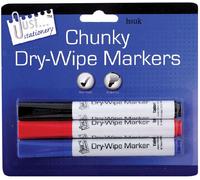 3 EXTRA CHUNKY DRY WIPE WHITE BOARD MARKERS DRYWIPE WHITEBOARD BULLET TIP PEN 41