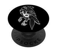 3 Eye Raven Viking Norse Girl Blackwork PopSockets Adhesive PopGrip