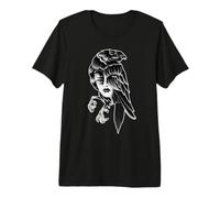 3 Eye Raven Viking Norse Girl Blackwork Premium T-Shirt