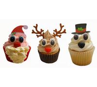 3 Fabulous Sets of Cupcake Characters to Make 6 Rudolph Cupcakes, 6 Snowman Cupcakes and 6 Santa Cupcakes!
