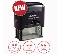 3 Faces / Expressions Self-Assessment Self-inking Stamp for Teachers - RED ink