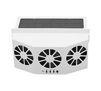 3 Fans Solar Powered Car Cooler, Large Wide Angle, Portable Car Exhaust Ventilation Fan, Deodorant and Energy Saving, with Solar Location Outside The Window, White