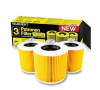 3 Filters for Kärcher Vacuum Cleaner [WD3, WD2, WD1, MV3, MV2, A, K, KNT, NT, SE, VC] - Replaces 6.414-552.0 - 3 Round Filters + 3 Locking Screws for Fine Dust & Odour Protection