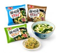 3 Flavor Instant Egg Drop Soup (Spinach Mushroom Seaweed) 8g Pack - Quick Prep Easy Meal Convenient Cubes For Office Camping