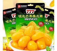 3 flavors Fruit Juice Peel Fudge,white peach Peeling Fruit Fudge,Mango Grape Soft Candy, Mixed Assorted Fruit Flavor Chewing Candy,Chinese Casual Sweets Snacks Gift (Mango flavor,10bag)