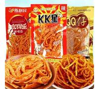 3 Flavors Mixed Spicy Strip,Hot Slices,Classics Gluten,Snack Food,Sweet Spicy,Handmade Instant Mala Latiao,Delicious Chinese Dnacks gifts (6 bags,3 Flavors)