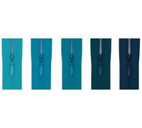 #3 Flexi Invisible Close-End Zip, Pack of 5 (Aqua to Teal Blue, 16 inch)