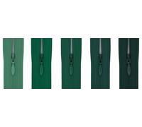 #3 Flexi Invisible Close-End Zip, Pack of 5 (Emerald to Forest Green, 22 inch)
