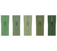 #3 Flexi Invisible Close-End Zip, Pack of 5 (Sage/Olive/Moss Green, 16 inch)