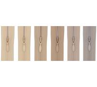 #3 Flexi Invisible Zips (Close End), Pack of 6 - Soft & Easy-to-Sew Hidden Zippers for Dresses/Skirts/Cushions - Multiple Colour Sets (Nude Spectrum, 22 inch)