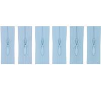 #3 Flexi Invisible Zips (Close End), Pack of 6 - Soft & Easy-to-Sew Hidden Zippers for Dresses/Skirts/Cushions - Multiple Colour Sets (Light Pastel Blue Mix, 18 inch)