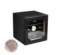 3 Floors Cigar Humidor, 60-80 Cigars Large-Capacity Solid Wood Piano Lacquer Cigar Box with Independent Partition, with Hygrometer, Humidifier, Trays Holds(Black)