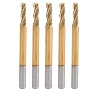 3 Flute Flat Bottom Mill Cutter, Tungsten Steel End Mill with Ti Plating, 3.175 x 2.5 x 8 x 40 mm for Wood, Acrylic, PCB Engraving and 3D Relief Milling