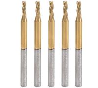 3 - Flute Flat End Milling Cutter, Round Shank Milling Tool, Ti Plated Precision Bits, CNC Engraving Cutter with 5Pcs Set, for Wood Acrylic PCB Carving, Sharp Tungsten