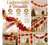 3 Foil Garland Christmas Red and Gold 2.7m x 20cm