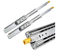 3-Fold Full Extension Ultra Heavy Duty Drawer Runners 40~60in with Lock, 76mm Widening, Hardware Ball Bearing, Smooth Sliding, Side Mount, 1-Pair, 1050MM (OneColor 1350MM(54in))