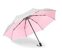 3 Folding Sun Rain Umbrella, Portable Anti-UV Automatic Parasols, Nanotechnology Coating Light Weight Precise Workmanship Umbrella for Outoor, Lady, Woman Pink