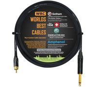 3 Foot - TS to RCA Cable - Gotham GAC-1 Ultra Pro Low- Capacitance Instrument Cable & Neutrik NP2X-B & Amphenol ACPL-CBK Gold Plugs - Custom Made by WORLDS BEST CABLES