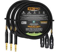 3 Foot - WBC-PRO-Quad Ultra-Silent Ultra-Flexible Balanced Star-Quad XLR to TRS Cable with Gold Neutrik NC3FXX-B Female XLR & NP3X-B Straight TRS Stereo Phone Plugs - Black Tweed Jacket