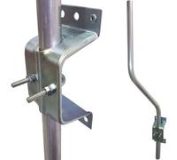 3 Ft Cranked Swan Neck Tv Aerial Pole Mast & Wall Clamp Facia Bracket Mount Kit