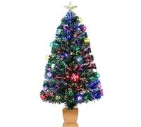 3 ft Green Fiber Optic Christmas Tree,Prelit Artificial Tabletop mini Christmas Tree,Star,Bowknot and ball Ornaments for Best Holiday Home Decorations (3ft, Green)