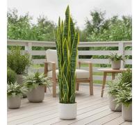 3 ft Tall Fake Snake Plant, Large Potted Artificial Sansevieria with Lifelike Leaves & Real Touch, Faux Decorative Tropical Plants Indoor for Living Room, Hallway, Entryway